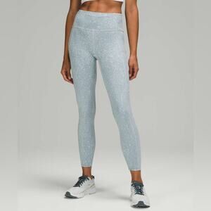 Lululemon Fast and Free Tight 25" Pockets Nulux City Grit White Blue Fog Size 4